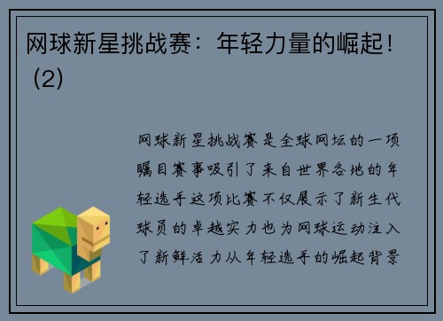 网球新星挑战赛：年轻力量的崛起！ (2)